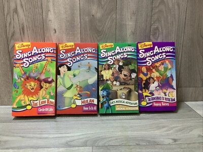 Disney's SingAlong Songs VHS (4) Mulan Lion King Hunchback Animal Kingdom - Image 1 of 4