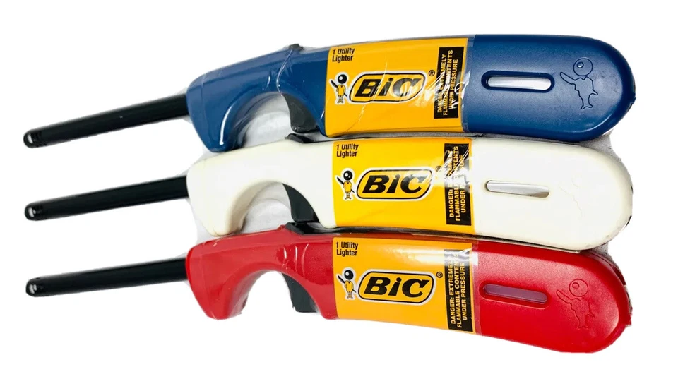 Bic Multipurpose Lighters RED WHITE & BLUE! FREE SHIPPING! 3 TOTAL  - Image 1 of 1