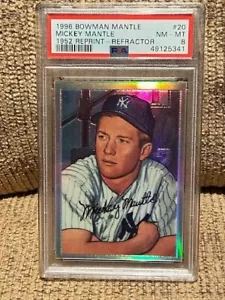 1996 Bowman Mickey Mantle 1952 Reprint Yankees REFRACTOR card PSA 8 #20 CLEANCSE - Bild 1 von 1