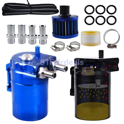 Oil Catch Can Kit Reservoir Baffled Tank with Breather Filter Universal Aluminum Foto 1 de 4