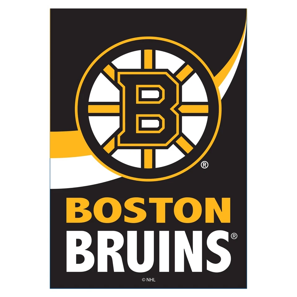 OPEN FLAG NHL Team Sports Boston Bruins BURLAP Garden Flag 12.5" "