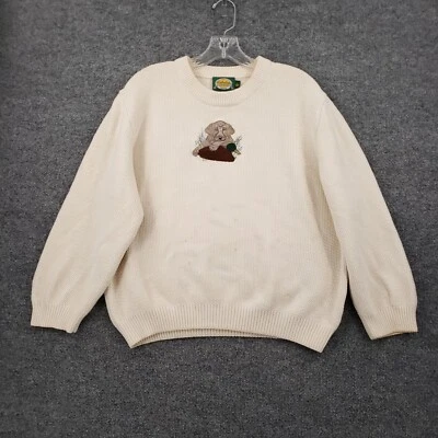 VINTAGE Cabelas Sweater Womens L Large Beige Embroidered Dog Duck Crew Neck - Image 1 of 4