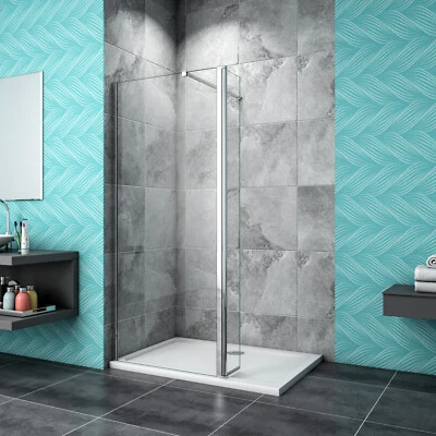 Wet Room Walk In Enclosure Shower Screen With Flipper 8mm NANO Easy Clean Glass - Image 1 of 4