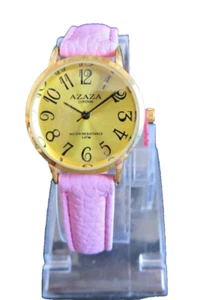 Reloj para dama fácil de leer, dorado fácil de leer cara caja dorada y correa lila de Azaza - Imagen 1 de 3