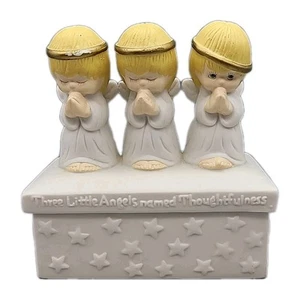 Vintage Hallmark Trinket Box Three Little Angels Keepsake Box Porcelain Angelic - Picture 1 of 15