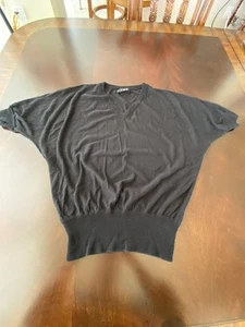 Iceberg Black V-Neck Women’s Cotton Knit Raglan Short Sleeve Top Size A-M - Picture 1 of 6