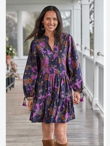 Neu mit Etikett Oliphant "Suzani Passe Kleid" von Sundance lila marineblau - Medium - NEU - Bild 1 von 12