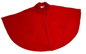 Women’s La Moda Christmas Santa Red Cape Ruffled Collar & Pocket Trim One Size - Picture 1 of 7