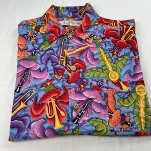 Bayou Wear Shirt Mens M New Orleans Jazz Fest Party Big Easy Colorful Vintage - Picture 1 of 9