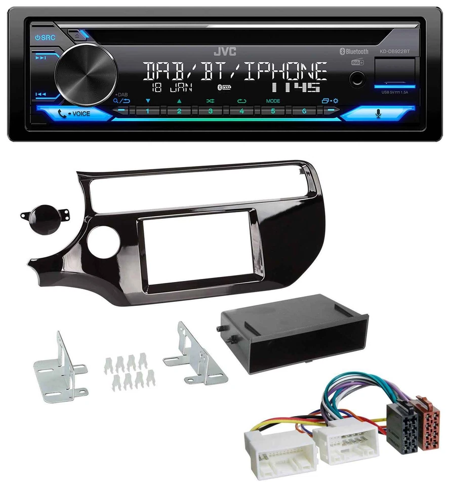 JVC Bluetooth MP3 USB DAB CD Autoradio für Kia Rio UB ab 2015 piano-schwarz - Bild 1 von 4