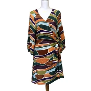 Eloquii Elements faux wrap dress, 14, graphic, colorful, staple, flattering - Picture 1 of 7