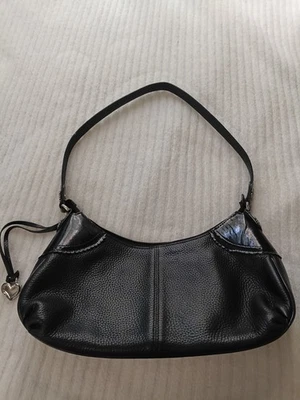 Bolsa satchel feminina Brighton ombro couro preto bolsa baguete - Imagem 1 de 4