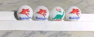 Mascottes de collection vintage Mobilgas Sinclair essence billes verre blanc années 80 - Photo 1/7