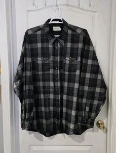 Mens Pendleton Outdoor Shirt 100% Wool 3XL Tall Gray/ Blue Plaid - Picture 1 of 13