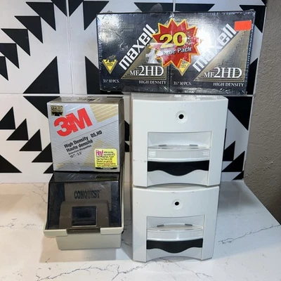 "Lote de 3 disquetes de 1/2"" (sellados), soportes y discos aleatorios" Foto 1 de 4