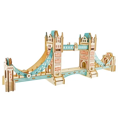 Kit Modelo London Tower Bridge - Quebra-cabeça 3D de Madeira Corte a Laser (105 Peças) - Imagem 1 de 4