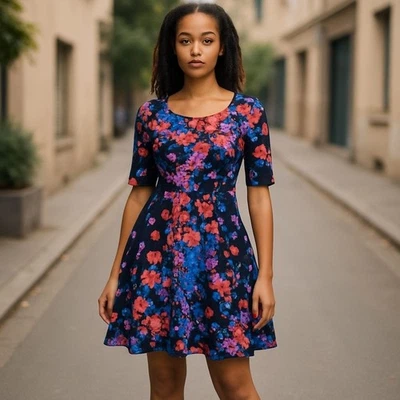 Marc Bouwer Glam It Bright Embellish Floral Flare Dress Size Xlarge Event Party - Image 1 of 4