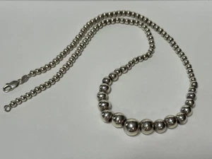 Vintage Italienische 925 Sterling Silber Perlenkette abgestuft Perlen Kugel - Bild 1 von 8