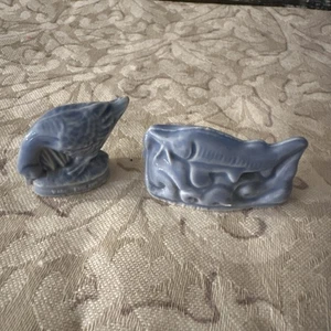 Vintage Wade Whimsies Blue Sturgeon Fish & Duck Goose Figurines Red Rose Tea - Picture 1 of 4