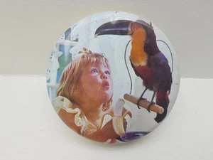 Vintage Round Tin Box Girl Child Toucan Banana Made in England Collectible Decor - Picture 1 of 9