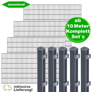 Gartenzaun Zaunset Zaun Doppelstabmattenzaun 2030 mm Pfosten Halteplättchen - Bild 1 von 5