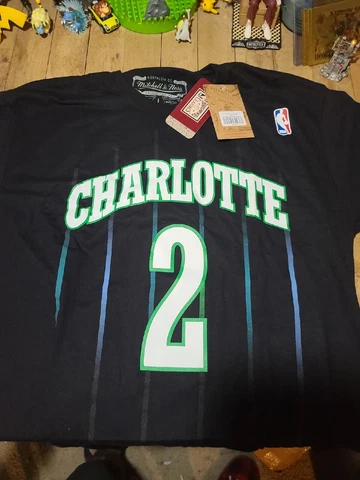 CHARLOTTE HORNETS MITCHELL & NESS (LARRY JOHNSON #11) MENS T SHIRT L NWT BLK Cover