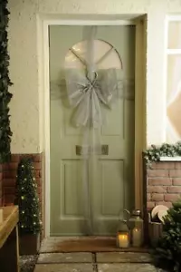 Organza Fabric Door Bow Kit Silver Christmas Decoration - Picture 1 of 1