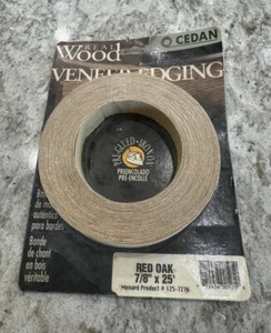 7/8” x 25' Red Oak Real Wood Veneer Edging Pre-Glued Iron On by Cedan - Picture 1 of 5