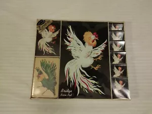 Duratone Plastic Coated Playing Cards Vintage Bridge Set White and Green Rooster - Picture 1 of 12