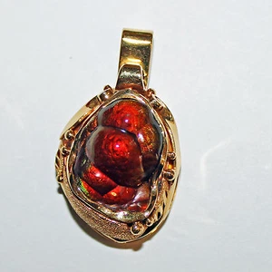 Gorgeous Pendant 18k Gold Fire Agate Gem AAA Quality Slaughter Mountain Arizona - Picture 1 of 14