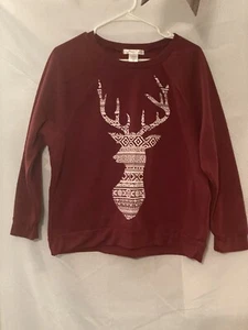Jazzie Damen Sweatshirt Hirsch Grafik weinrot creme Gr. XL RN#48829 Style# 71567 - Bild 1 von 4