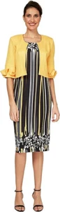 Womens Missy Size 10 Jacket Dress Set YELLOW BLACK - Picture 1 of 5