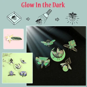 Glow in the Dark Enamel Insect Brooch Firefly Lightning Bug Collar Lapel Pin NEW - Picture 1 of 16