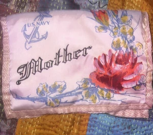 Vintage Navy Dear Mother Satin Flocked Vanity/ Letter Bag USA Flag WW2 - Imagen 1 de 3