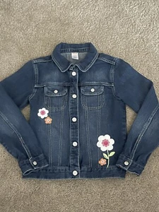 Girls Gymboree Denim Blue Jean Jacket Embroidered Flowers  Large Cute! - Picture 1 of 5
