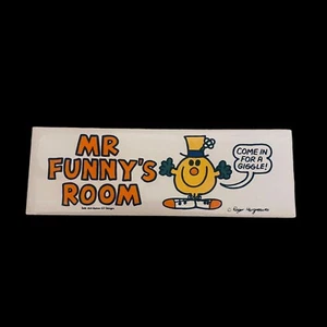 True Vintage Mr Men Mr Funny’s Room Come In For A Giggle Ceramic Door Sign Plate - Picture 1 of 24