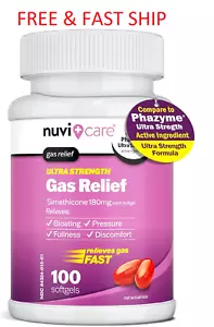Ultra Strength Gas Relief - Simethicone 180mg Softgels - Anti and... 100 Count - Picture 1 of 9