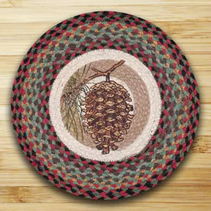 CONJUNTOS DE ALMOHADILLAS DE YUTE DE YUTE TRENZADAS PINECONE-15,5" REDONDAS. ELIGE TU CANTIDAD - Imagen 1 de 1