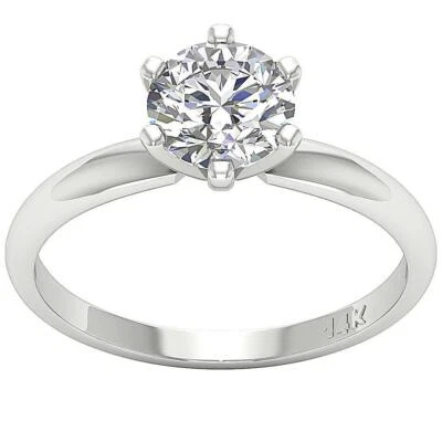 I1 L 2.03 Ct Round Solitaire Diamond Engagement Ring 14K Solid Gold 6 Prong Set - Image 1 of 4