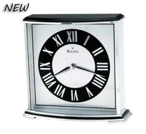 Bulova Arcade Brushed Aluminum Shelf Mantle Desk Clock Roman Numerals B8480 - Picture 1 of 1