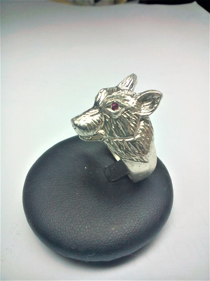 ANELLO TESTA DI LUPO CON RUBINI NATURALI REALIZZATO IN ARGENTO 925°°° - Immagine 1 di 1