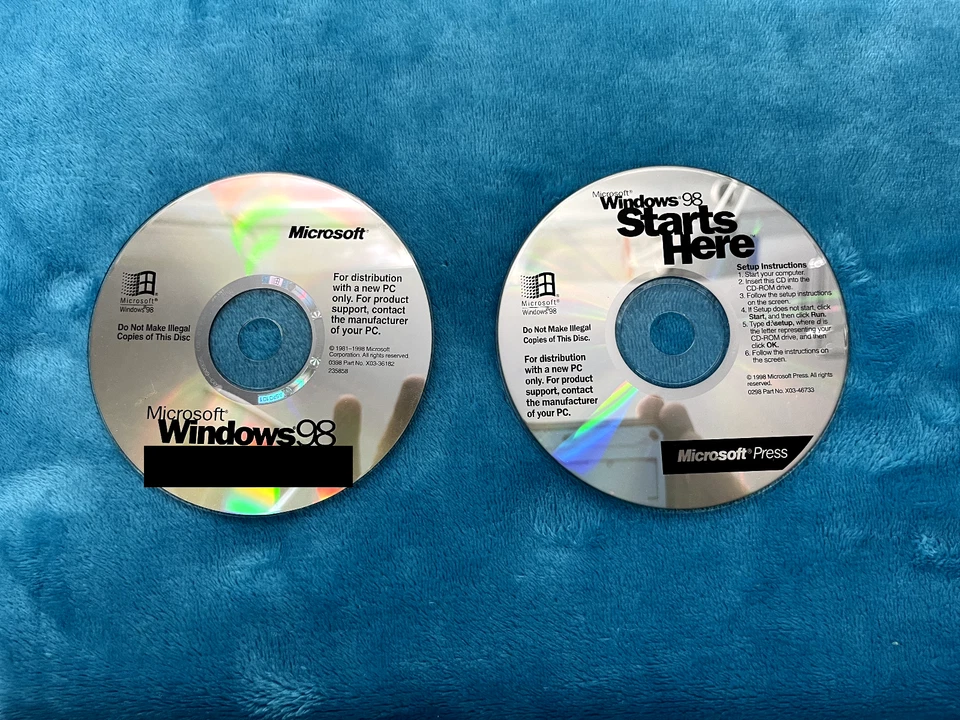 Microsoft Windows 98  (Two-Disk Set) and Product Key - Image 1 of 1