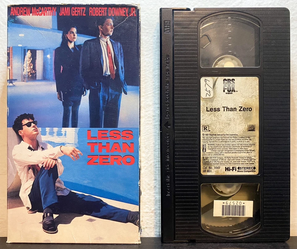 Less Than Zero VHS Tape (Robert Downey Jr., 1988) - Image 1 of 3