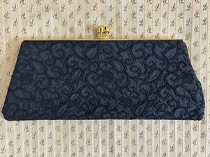 Borsa da sera VINTAGE ANNI '70 in tessuto nero testurizzato - Foto 1 di 13
