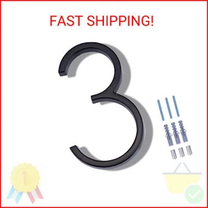 5 Inch Floating House Number 3, VONDERSO Black Metal Modern Outdoor Address Sign - Picture 1 of 1