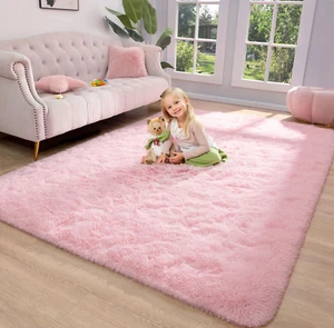 Keeko Area Rugs for Living Room, 6X9 Pink Fluffy Bedroom Rug Large Bedside Ar... - Picture 1 of 7