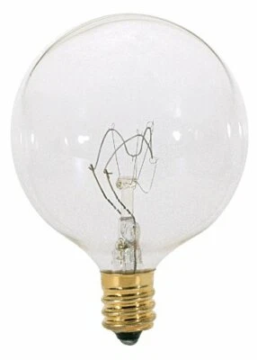 Satco S3727 120V Candelabra Base 25-Watt G16.5 Light Bulb, Clear - Image 1 of 3