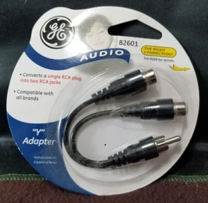 GE RCA Y-Adapter #82601 / 1 male(Plug) 2 Female(Jacks) / NEW - Picture 1 of 3
