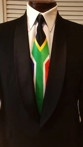100% Silk Designer South African Flag Necktie. - Picture 1 of 4
