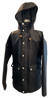 Chaqueta con capucha Burton BRTN PVC para mujer talla pequeña con cremallera abotonada blanca y negra Foto 1 de 4